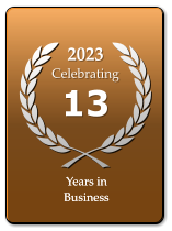 2023 Celebrating  13  Years in Business Years in Business
